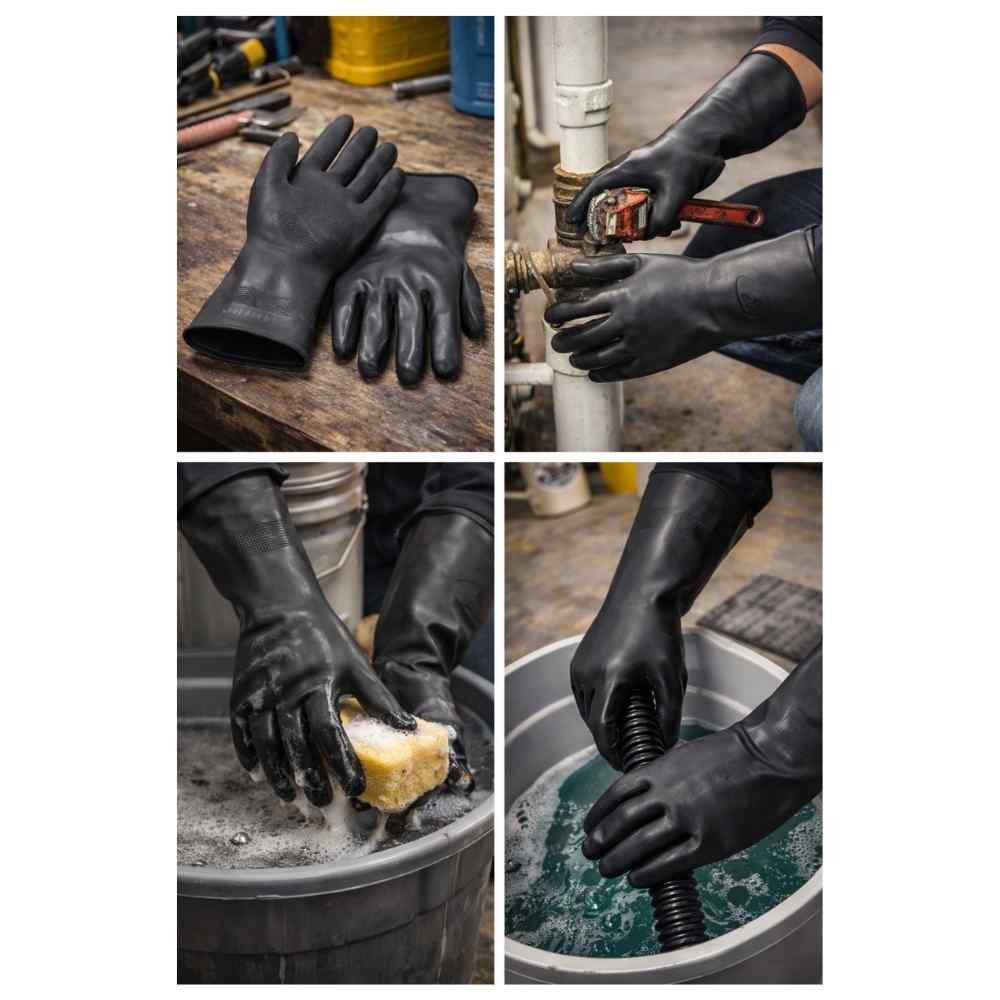 Guantes de caucho calibre 35 negros - Imagen 2